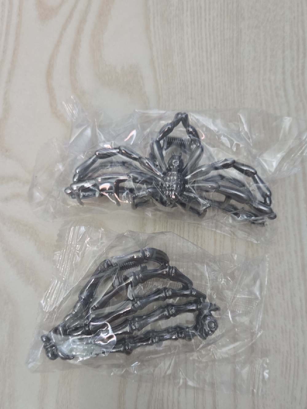 Silver Skeletal Hand Hair Clips - Set of 2